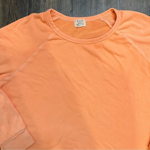 PST Women’s Long Sleeve Crewneck Orange Crop Top Sweatshirt Size L - Picture 4 of 6